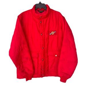 Vintage MANITOWAC Swingster Puffy Red Bomber Jacket Nylon USA Workwear Lg